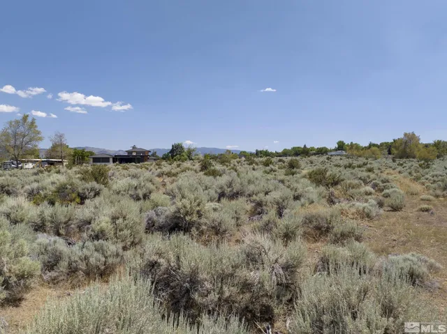a view of a big yard with a mountain in the background