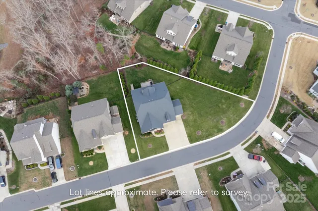 an aerial view of a house