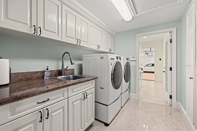 a garden with trees in front of it