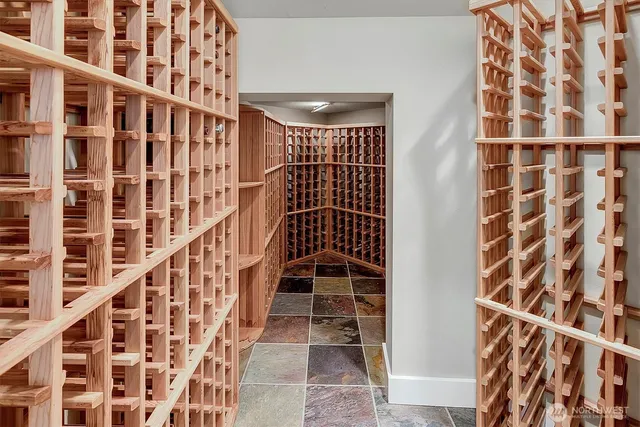 a view of a black and white wall