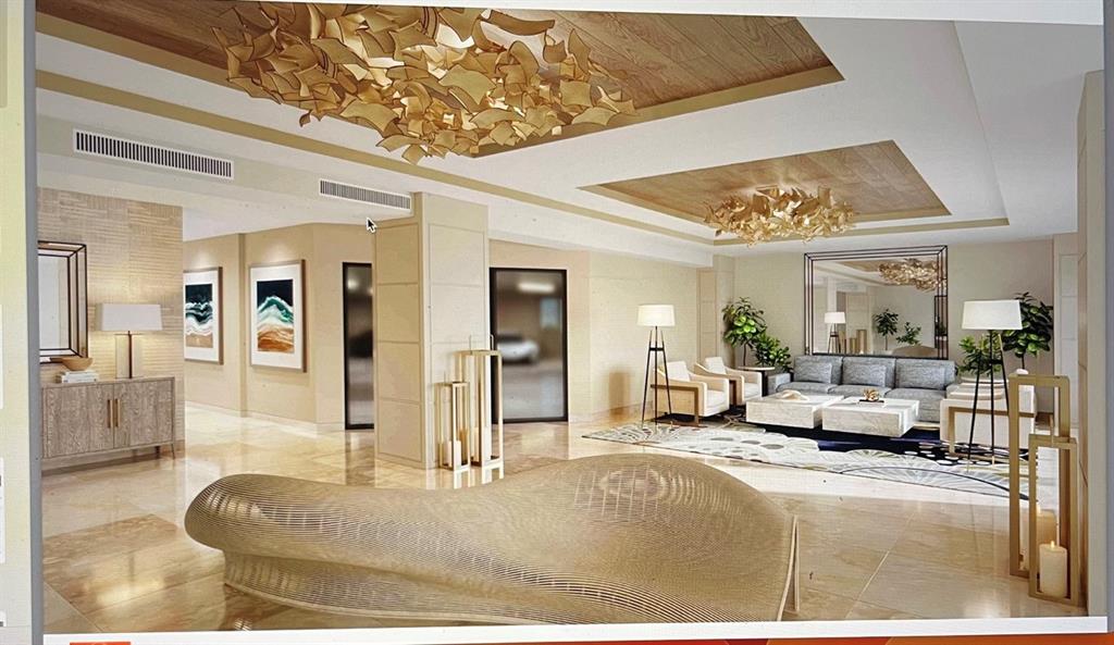 1000 South Ocean Boulevard, Unit 11K Pompano Beach, FL 33062 - Photo 22 of 25 a living room with furniture and a chandelier