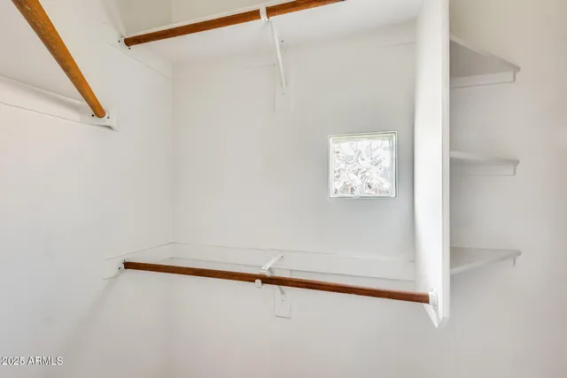 a close up view of racks on the wall