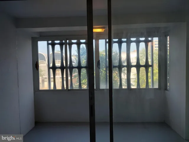 a living room with a large window