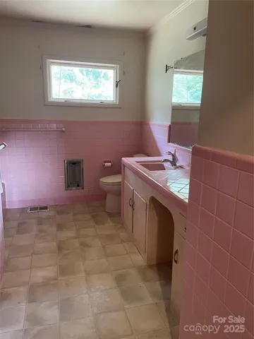 a bathroom with a sink a vanity and a mirror