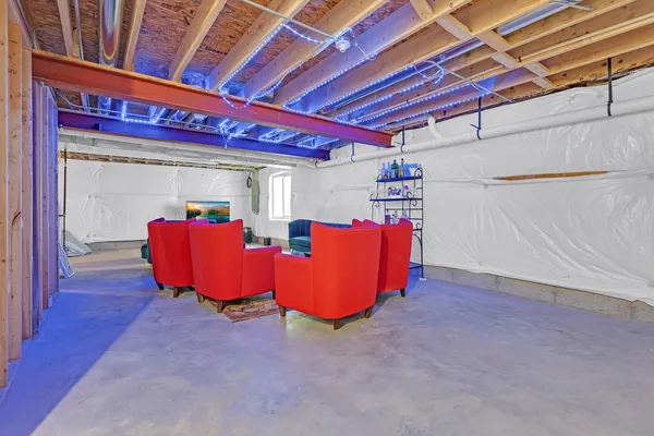 a view of furniture room with wooden floor