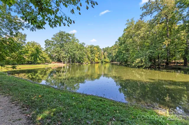 a small yard with lots of green space and trampoline