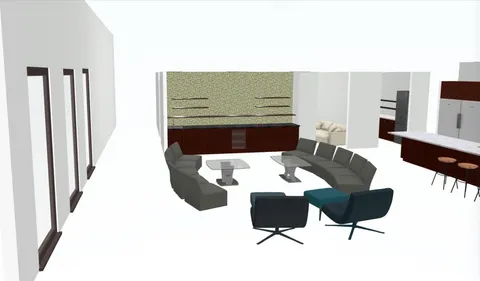 a living room with a couch and a table