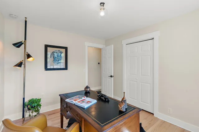 a room with furniture and potted plant