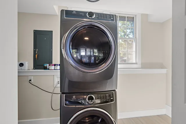 a utility room with dryer and washer