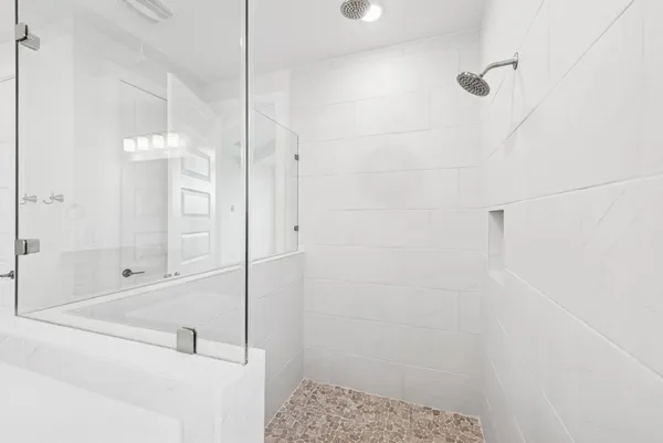 a bathroom with a shower