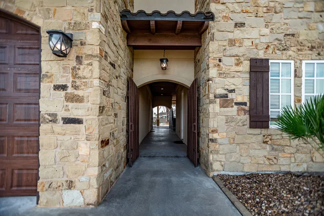 a hallway with a couch