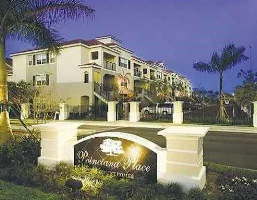 a view of a building with a garden