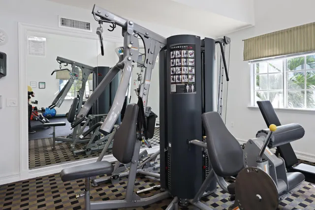 a view of a room with gym equipment