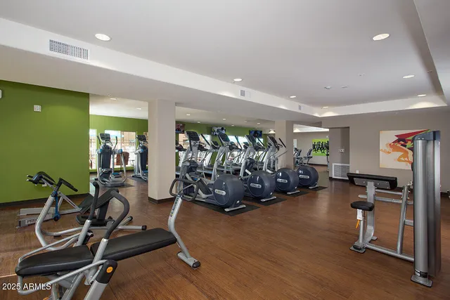 a view of a room with gym equipment