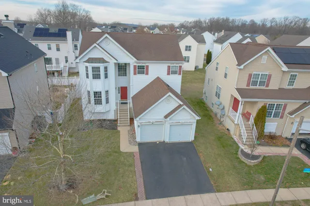 an aerial view of a house