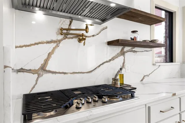 a close view of a stove in the kitchen