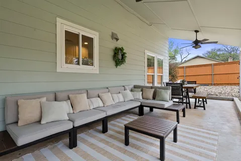 a outdoor living space with furniture