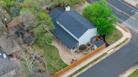 an aerial view of a house