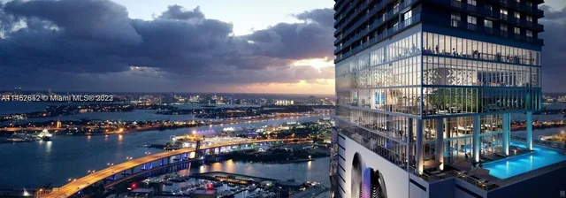 a city view with tall buildings