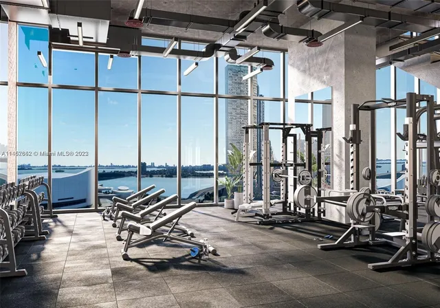 a view of a room with gym equipment
