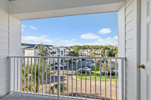 a view of city from a balcony