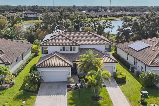 an aerial view of a house