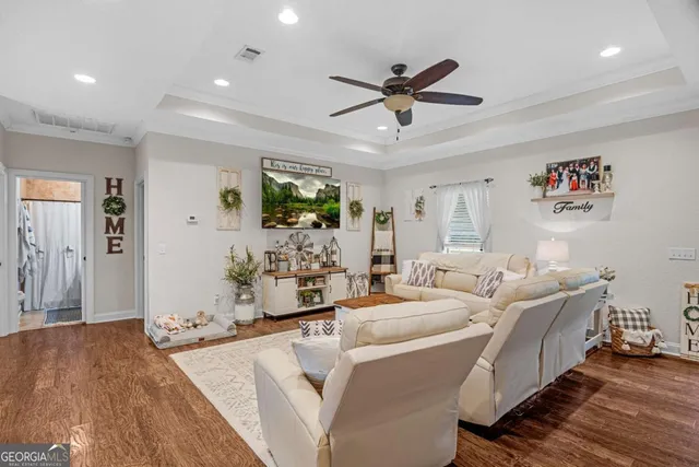 a living room with furniture