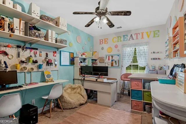 a bedroom with furniture and a bed