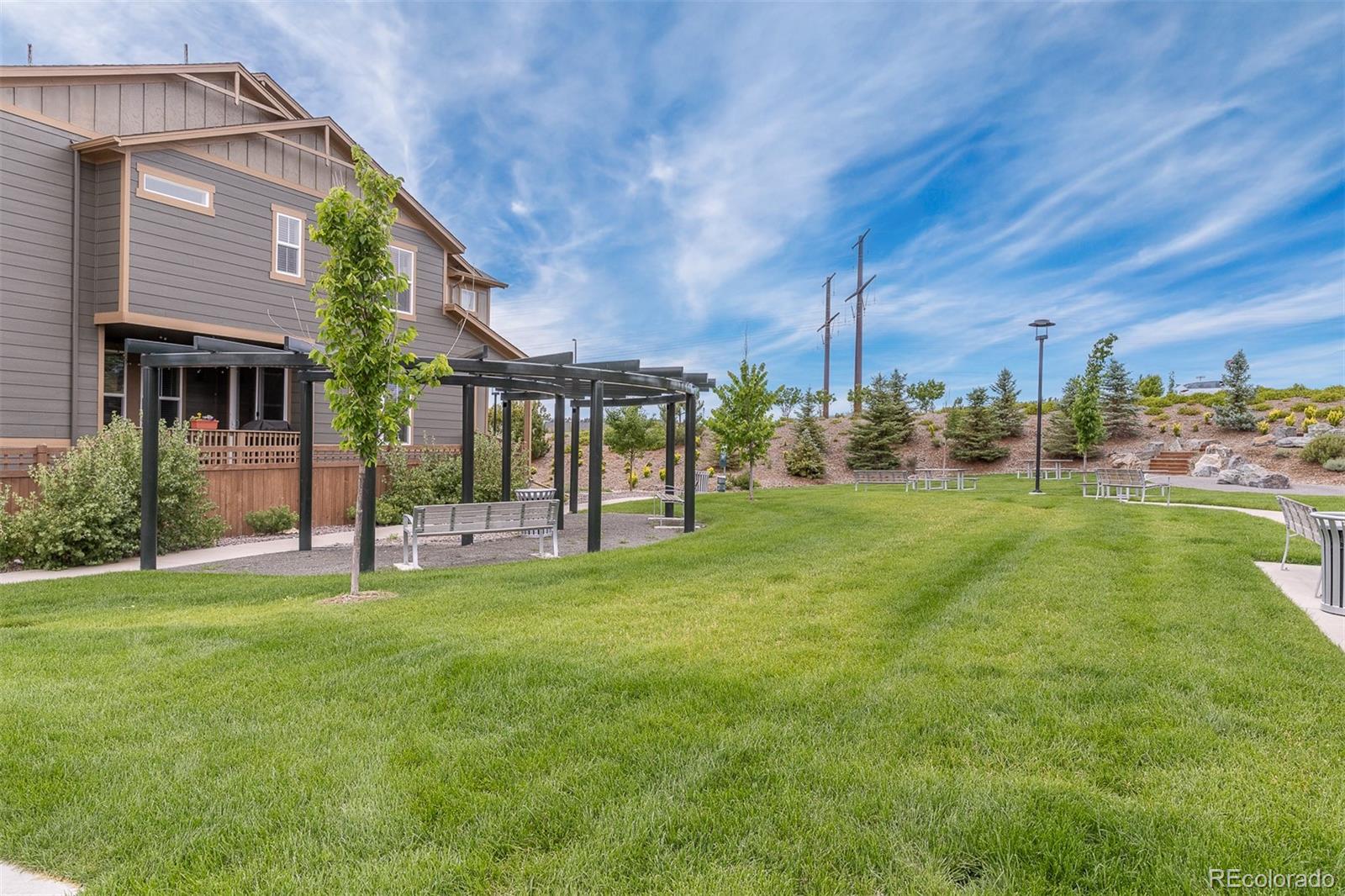 7199 Othello Street Castle Pines, CO 80108 - Photo 24 of 28 a view of a house with a big yard plants and large trees
