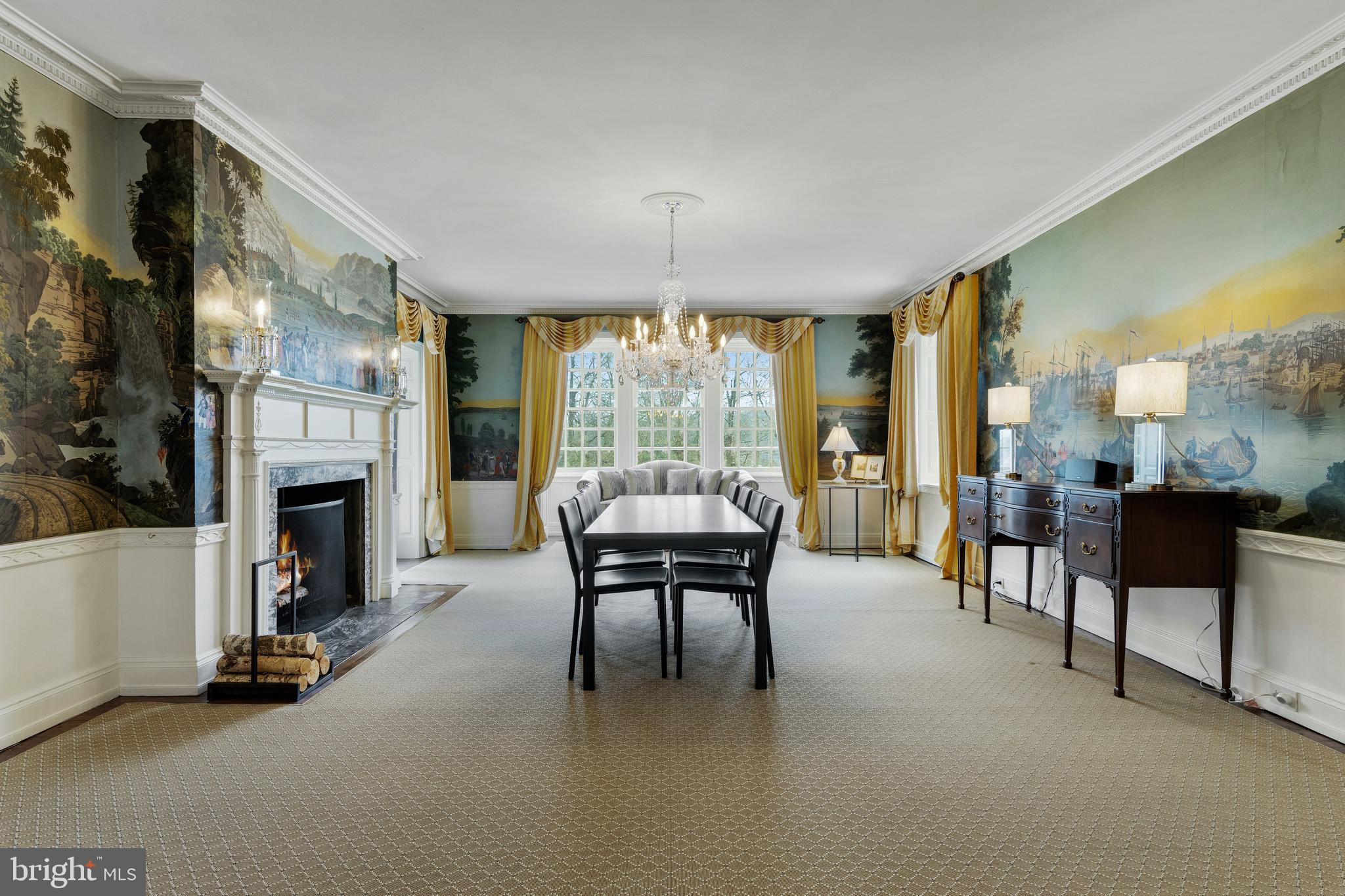 8201 Fenton Road Glenside, PA 19038 - Photo 47 of 86 a dining room with furniture and a fireplace