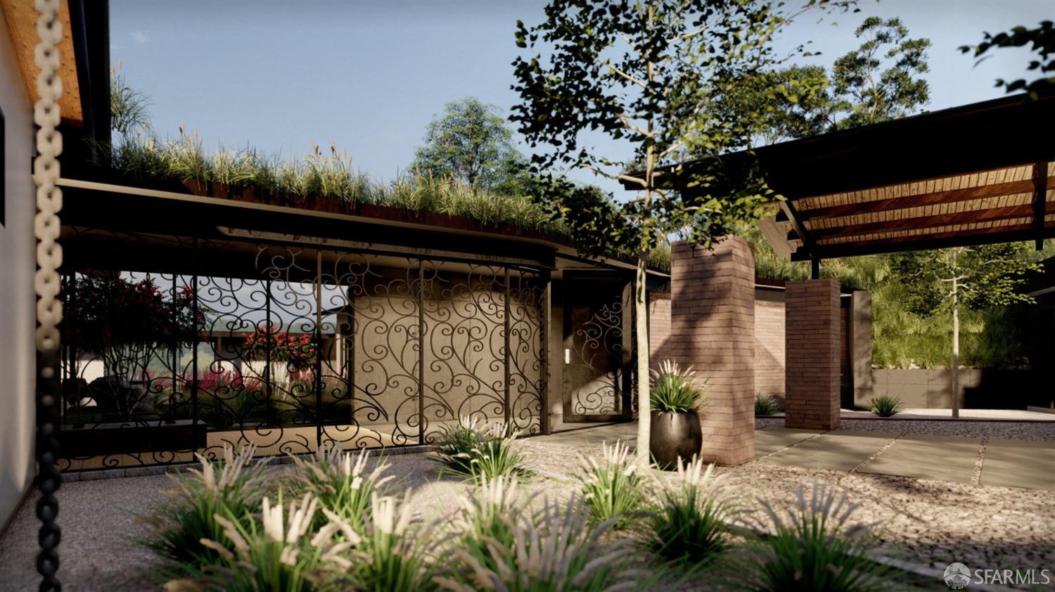 387 Moore Road Atherton, CA 94027 - Photo 3 of 25 a view of a house with a large window and plants