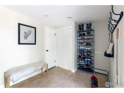 a room with a walk in closet and a window