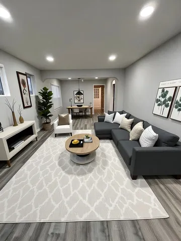 a living room with furniture