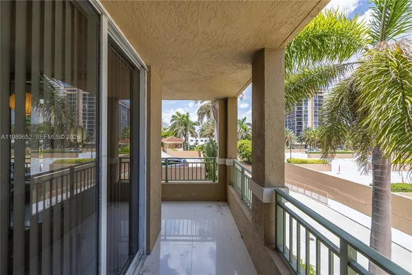 a view of a room with a balcony