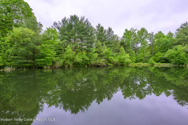 a view of a lake view with a garden