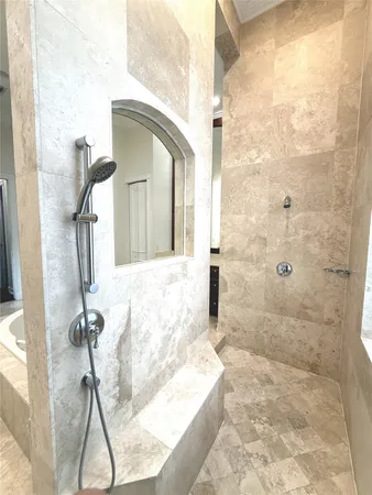a bathroom with a bathtub