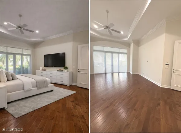 a living room with furniture and flat screen tv