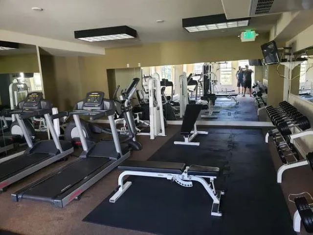 a view of a room with gym equipment