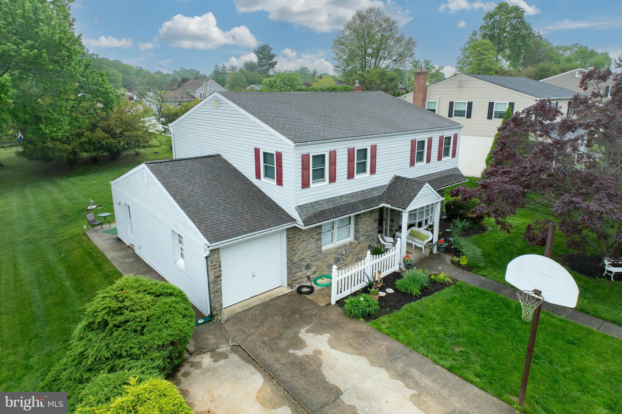 2613 Caranel Road Broomall, PA 19008 - Photo 38 of 49 a aerial view of a house with a yard table and chairs