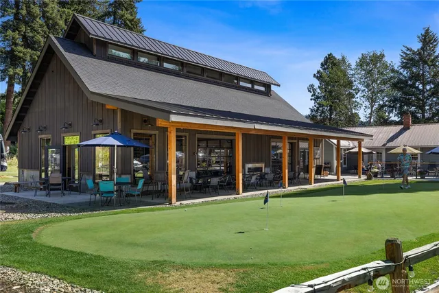 front view of a building with a yard