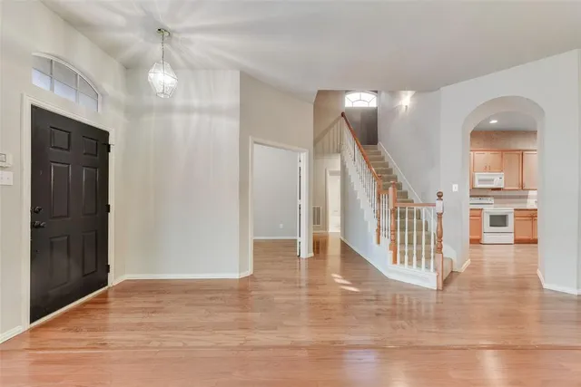 a view interior of a house with stairs and door