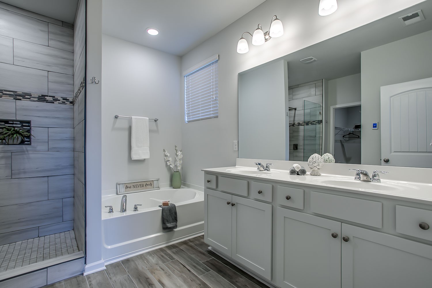 767 Prominence Road Columbia, TN 38401 - Photo 20 of 38 a bathroom with a double vanity sink mirror and bathtub