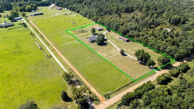 an aerial view of a house