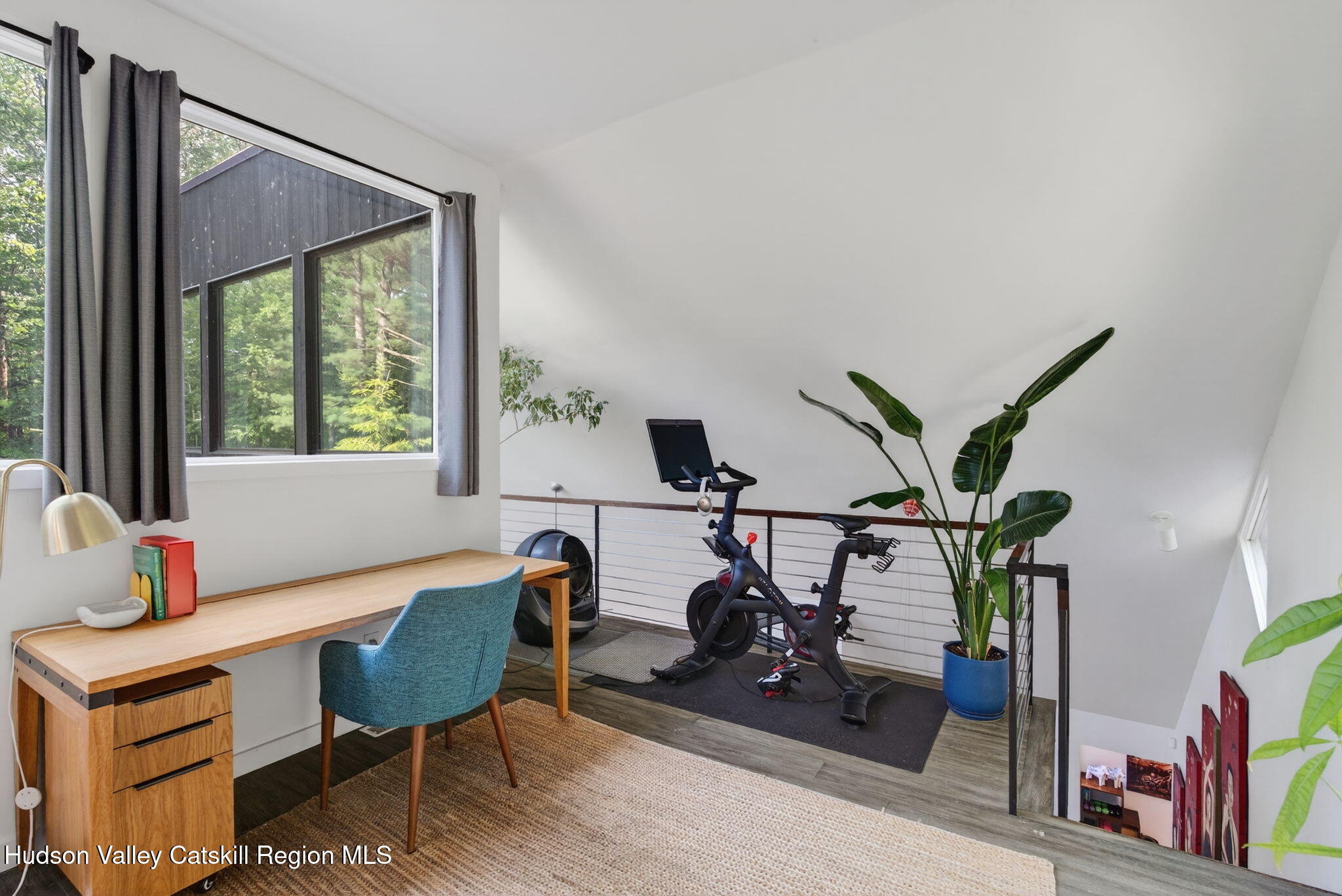 69 Irondale Road Phoenicia, NY 12464 - Photo 13 of 30 a living room with furniture a potted plant and a wooden floor