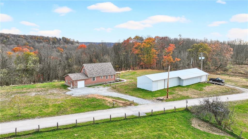 an aerial view of a house