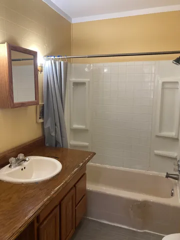 a bathroom with a sink and a bathtub