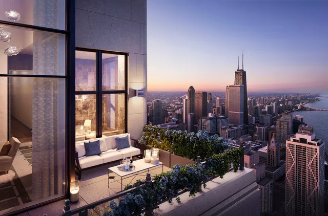 a view of a city from a balcony