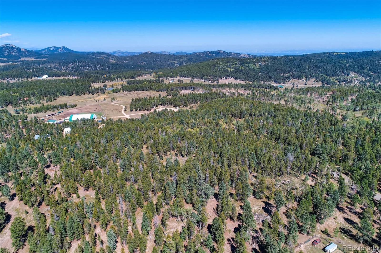 12171 South Ridge Road Conifer, CO 80433 - Photo 5 of 11 an aerial view of residential houses with outdoor space and trees