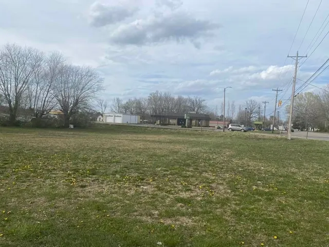 a view of a field with an trees
