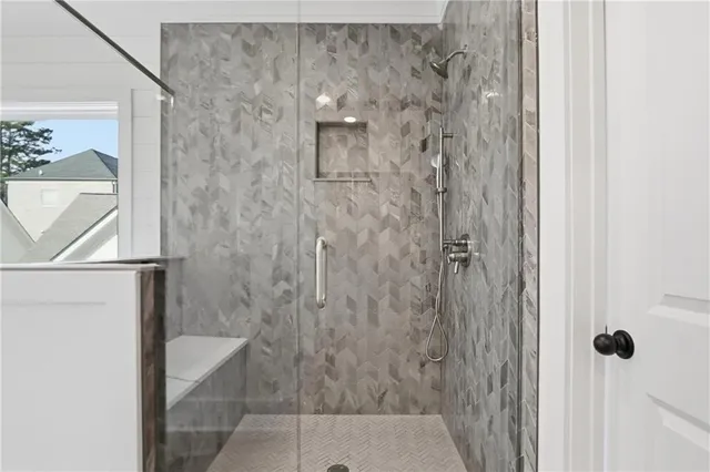 a bathroom with a shower